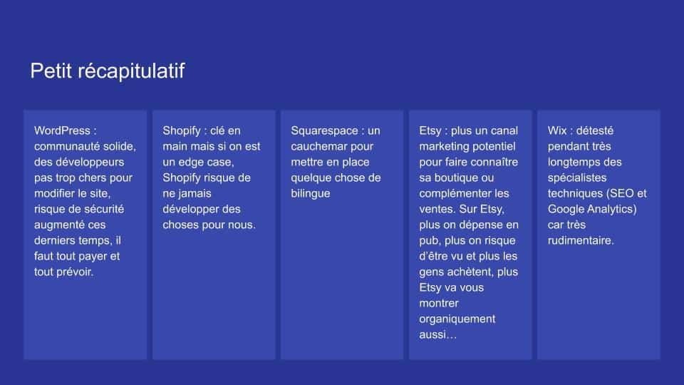Comparaisons Plateforme Ecommerce