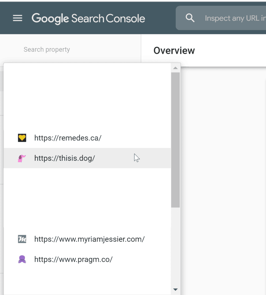 Different accounts inside google search console
