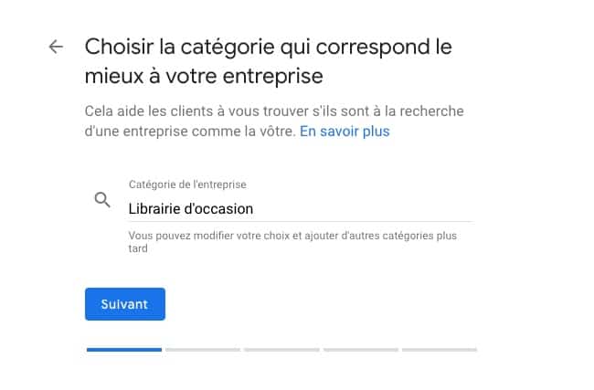 Categorie d'entreprise Google My Business