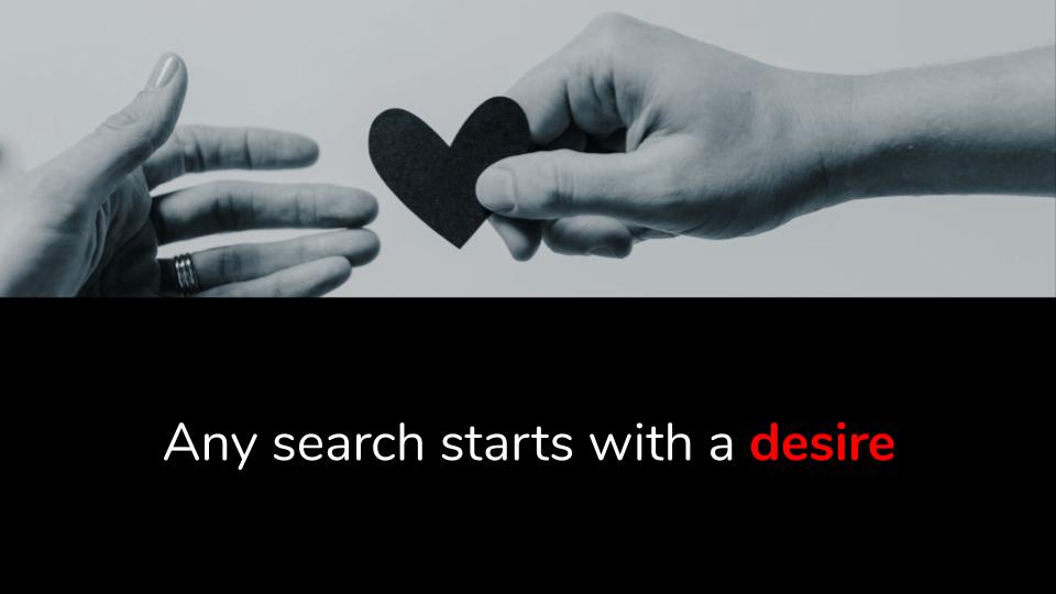 Any search starts with a desire