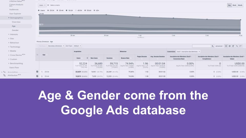 Google Ads age and gender reports