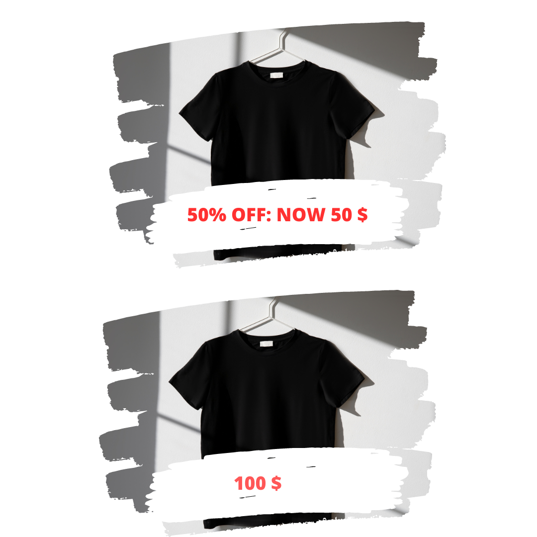 50 % offer on tshirt Image made using Canva